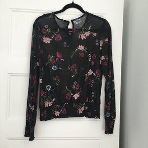 Floral Print Sheer Blouse
